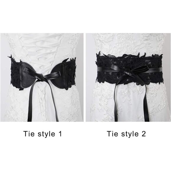 Womens Faux Leather Lace Wrap Belt Wide Boho Waist Band for Dresses and Outfits main image 6